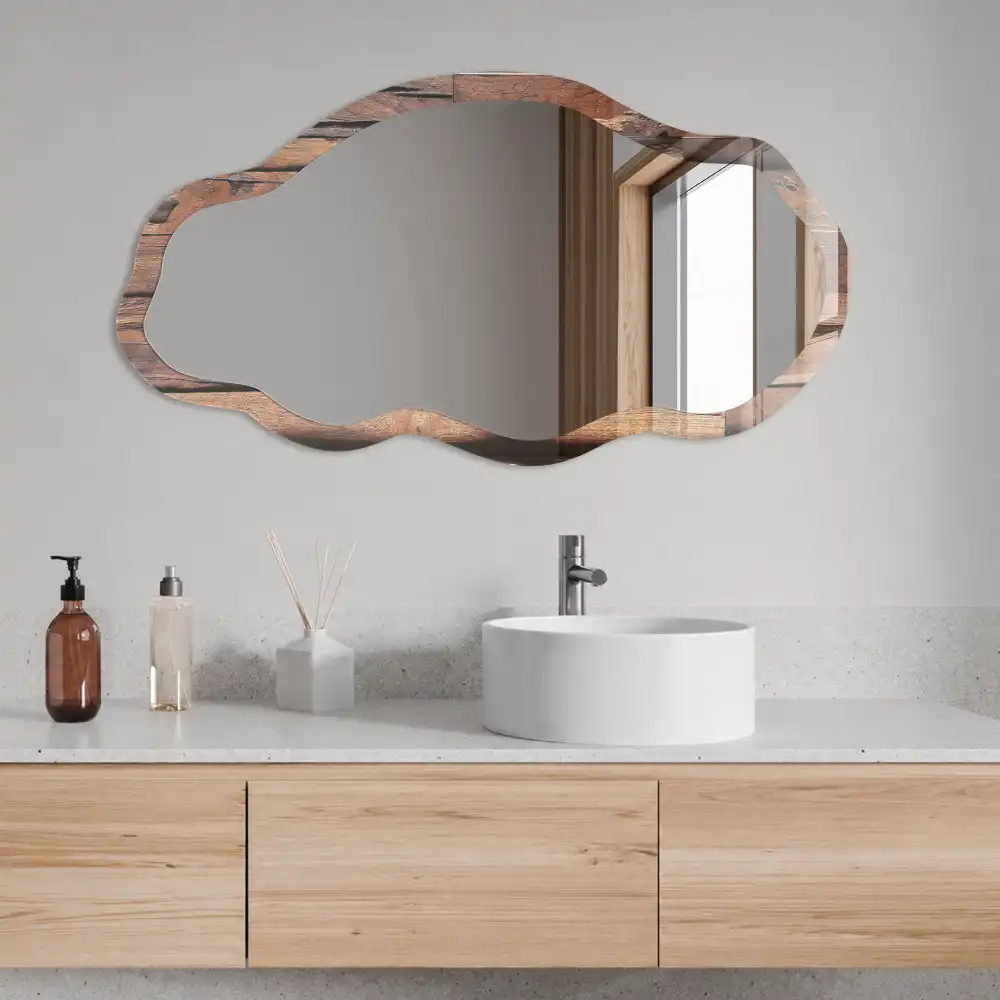 Miroir décoratif irrégulier avec cadre en bois