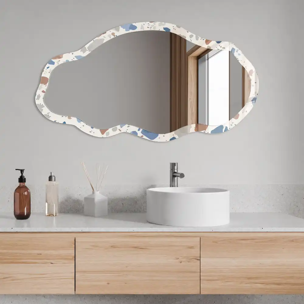 Miroir irrégulier à motif mosaïque effet pierre