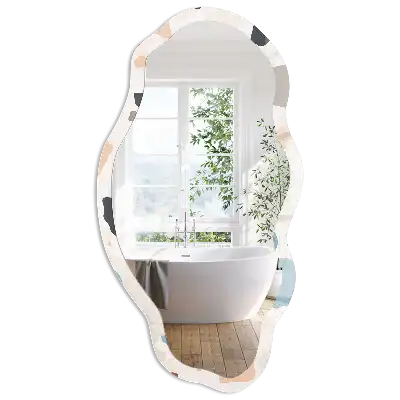 Miroir encadré avec impression terrazzo artistique de forme irrégulière