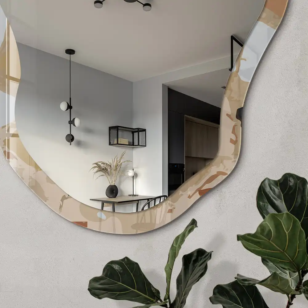 Miroir décoratif irrégulier à impression mosaïque moderne