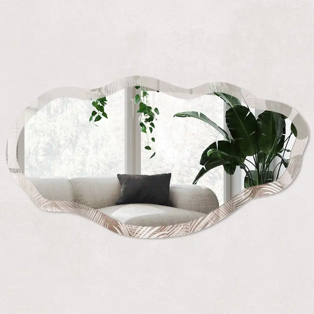 Miroir décoratif irrégulier avec motif de feuilles élégantes