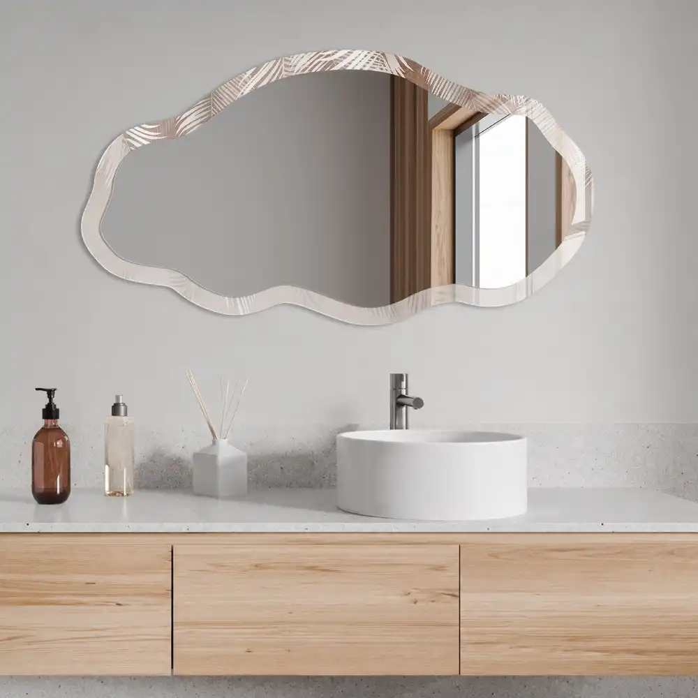 Miroir décoratif irrégulier avec motif de feuilles élégantes