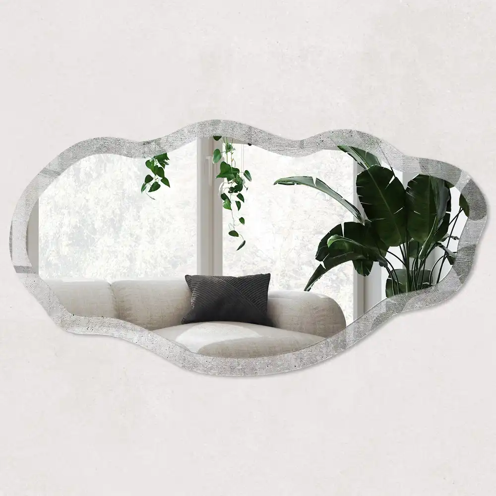 Miroir irrégulier à motif béton