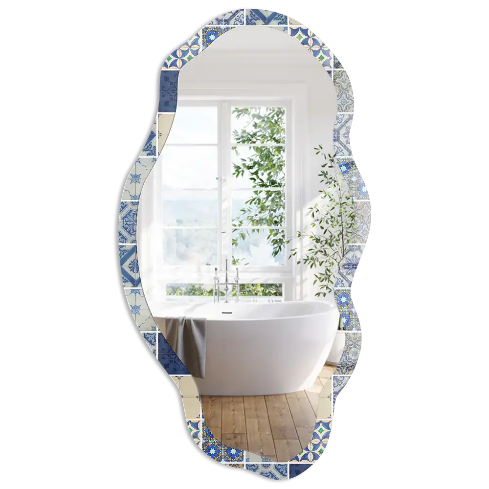 Miroir décoratif irrégulier à motifs azulejos