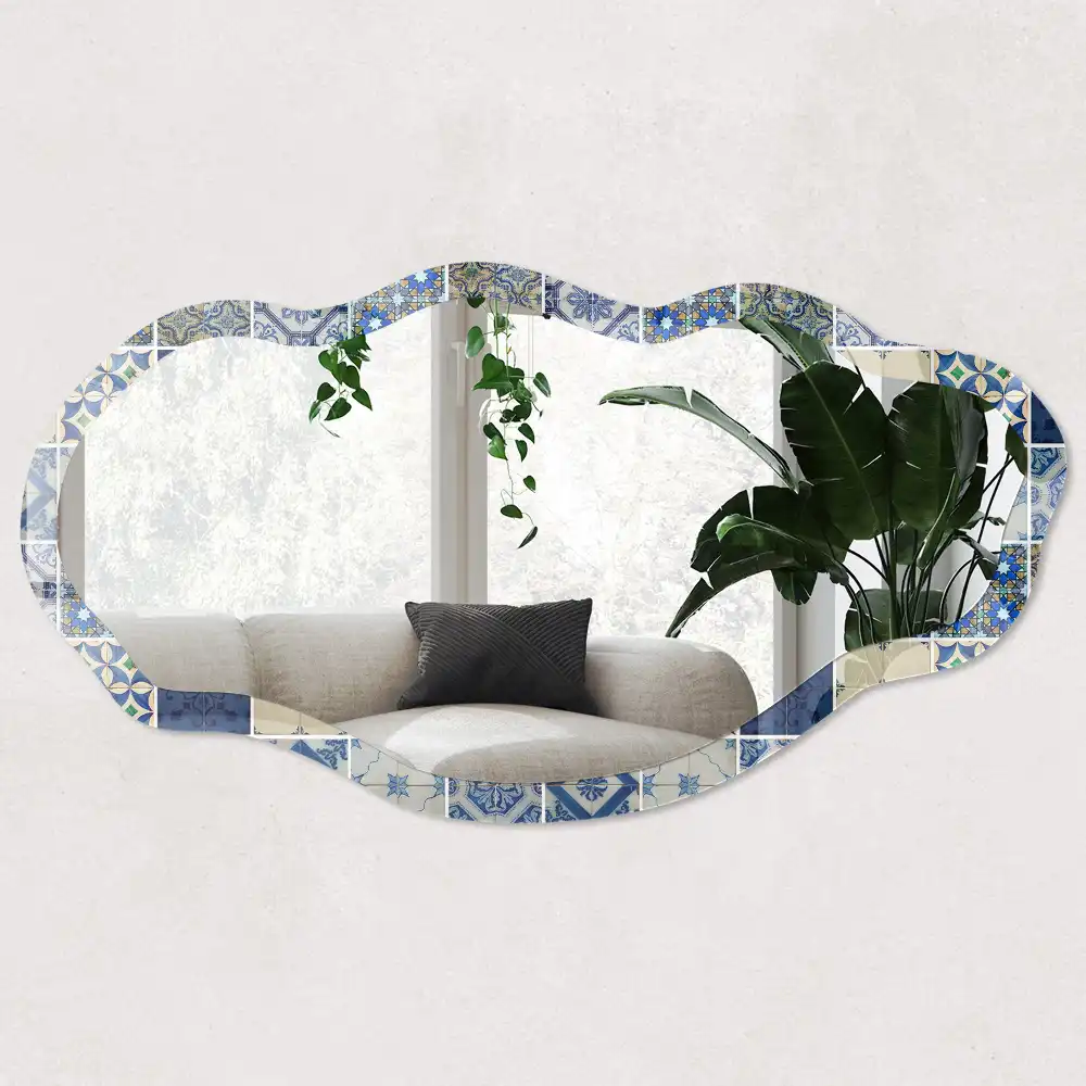 Miroir décoratif irrégulier à motifs azulejos