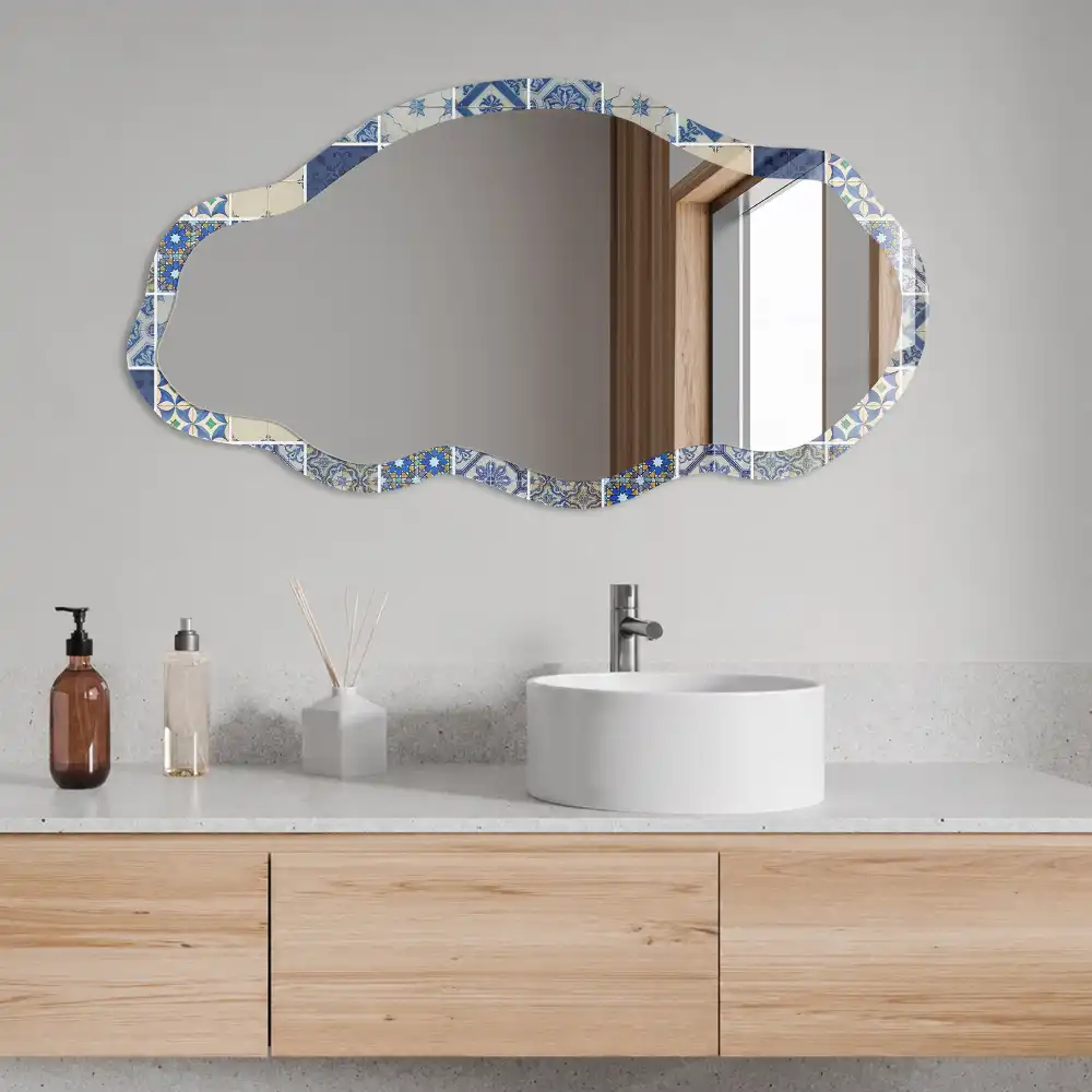 Miroir décoratif irrégulier à motifs azulejos
