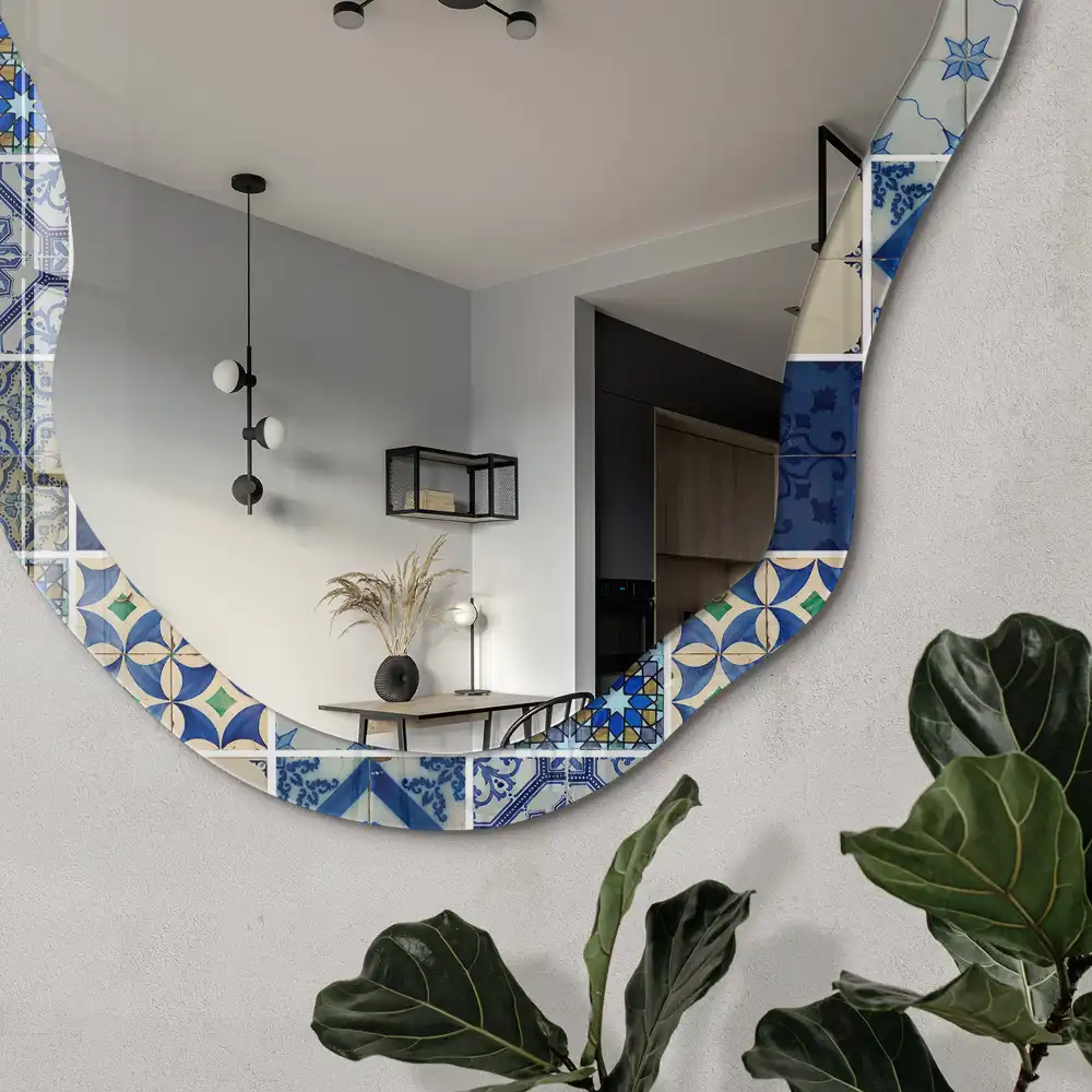 Miroir décoratif irrégulier à motifs azulejos