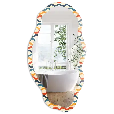 Miroir encadré à impression forme irrégulière motif énergie des vagues