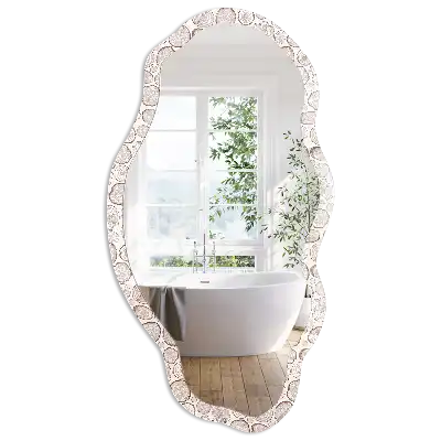 Miroir décoratif irrégulier avec impression cernes de bois