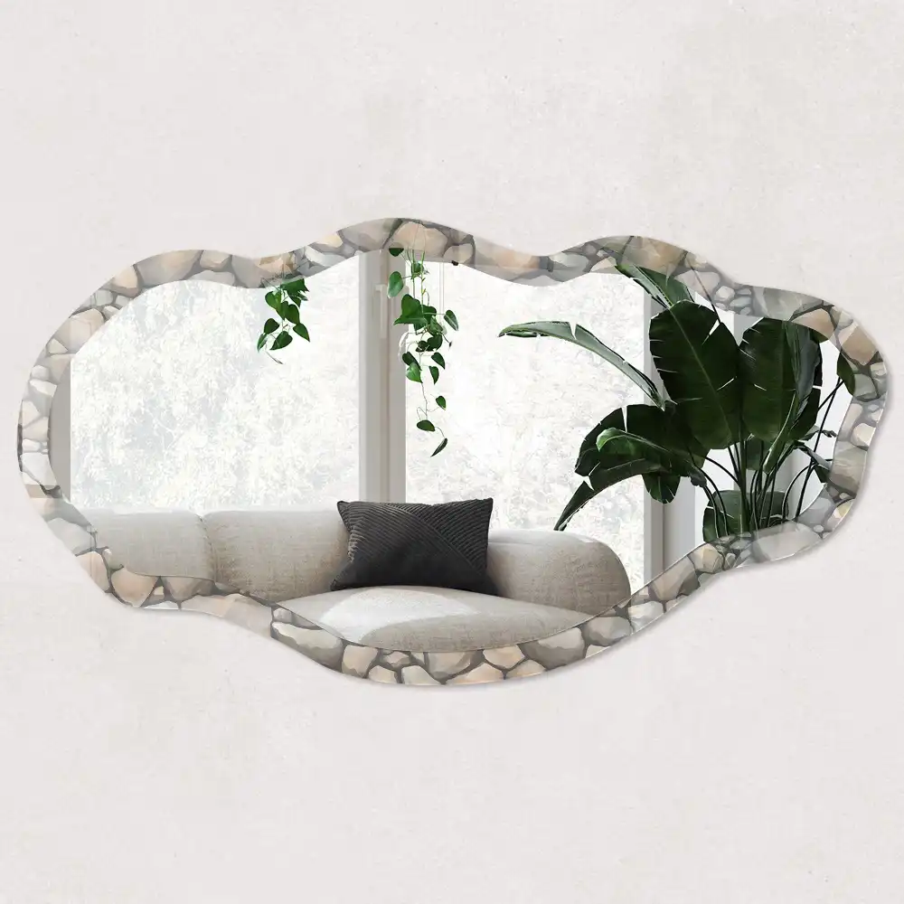 Miroir irrégulier à motif texture pierre