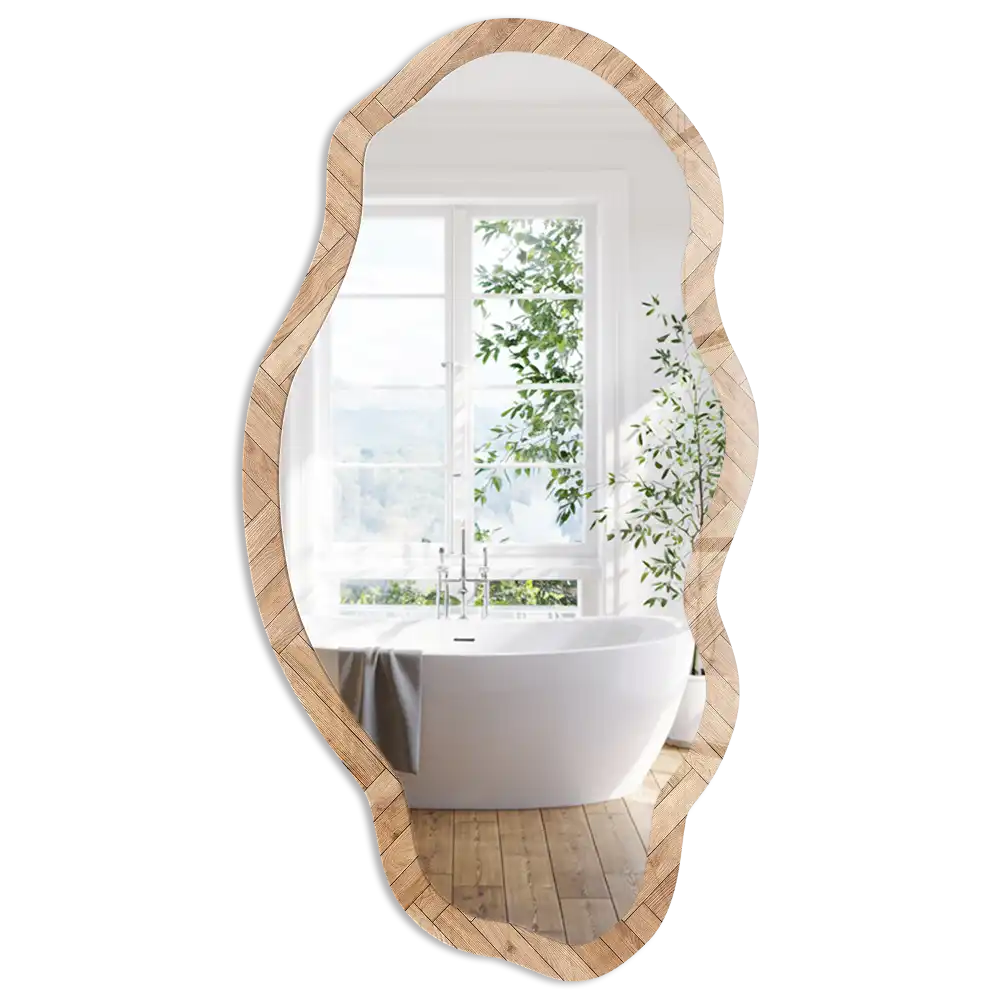Miroir décoratif irrégulier à motif chevron