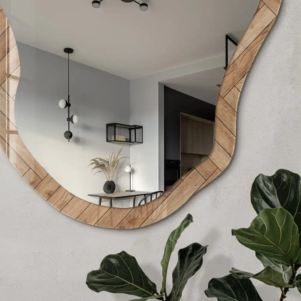 Miroir décoratif irrégulier à motif chevron