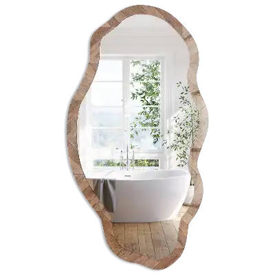 Miroir irrégulier à motif bois