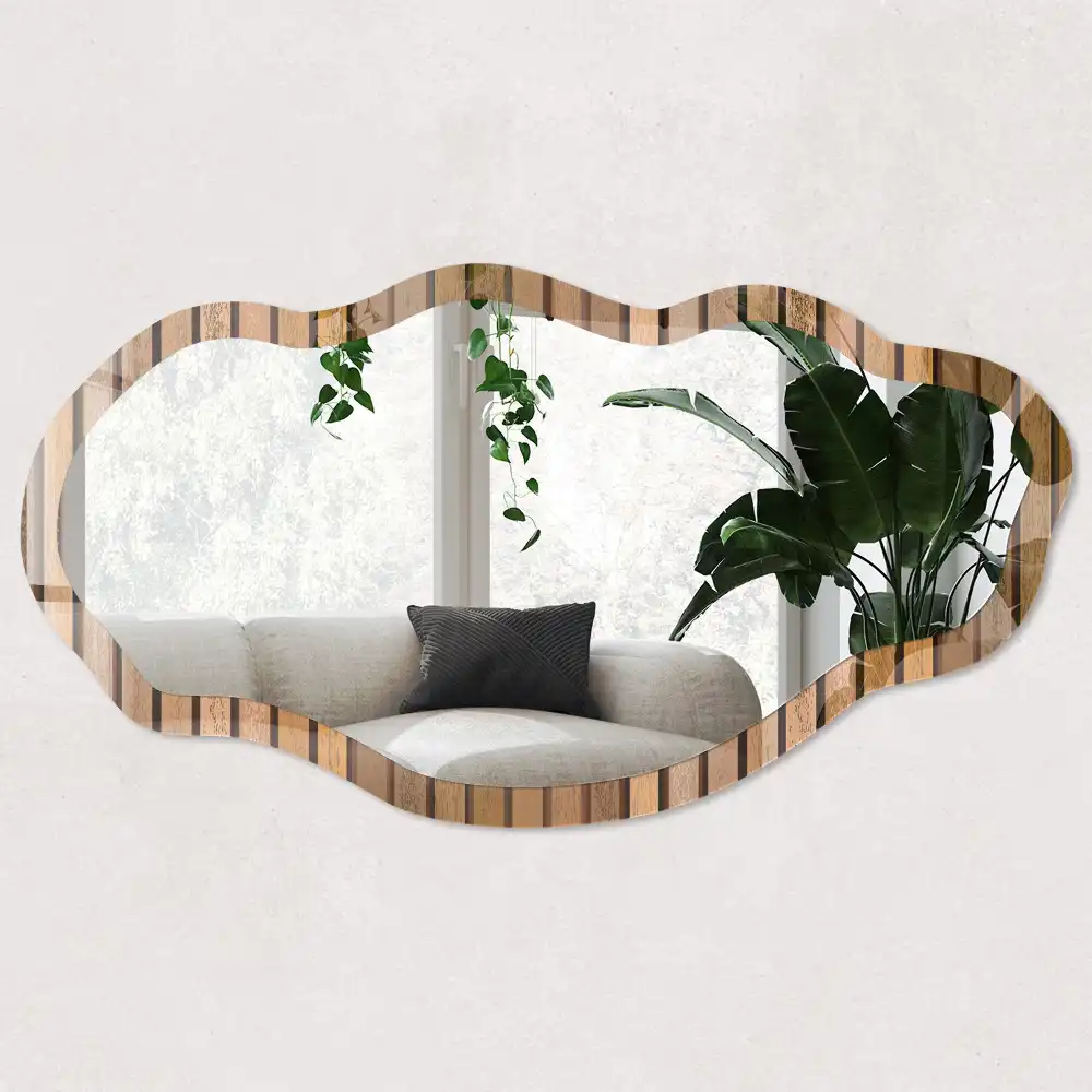 Miroir décoratif irrégulier à lignes imprimées