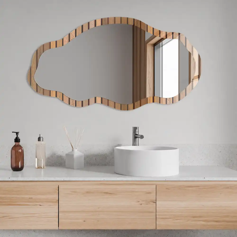 Miroir décoratif irrégulier à lignes imprimées