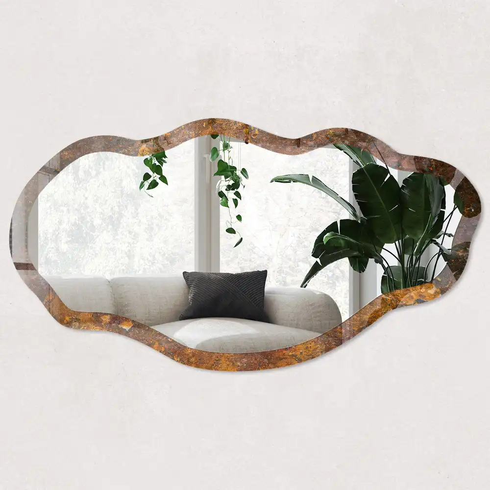 Miroir irrégulier à l'aspect rouillé
