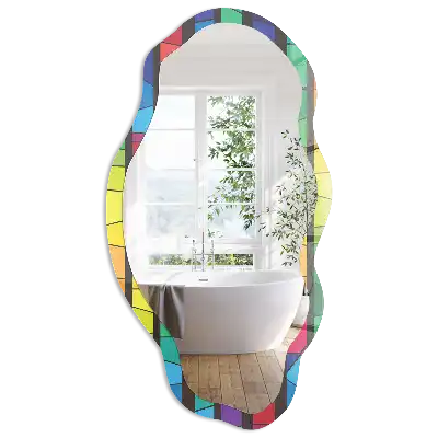 Miroir décoratif irrégulier à motif mosaïque coloré