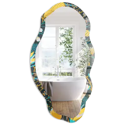 Miroir décoratif irrégulier à motif végétal