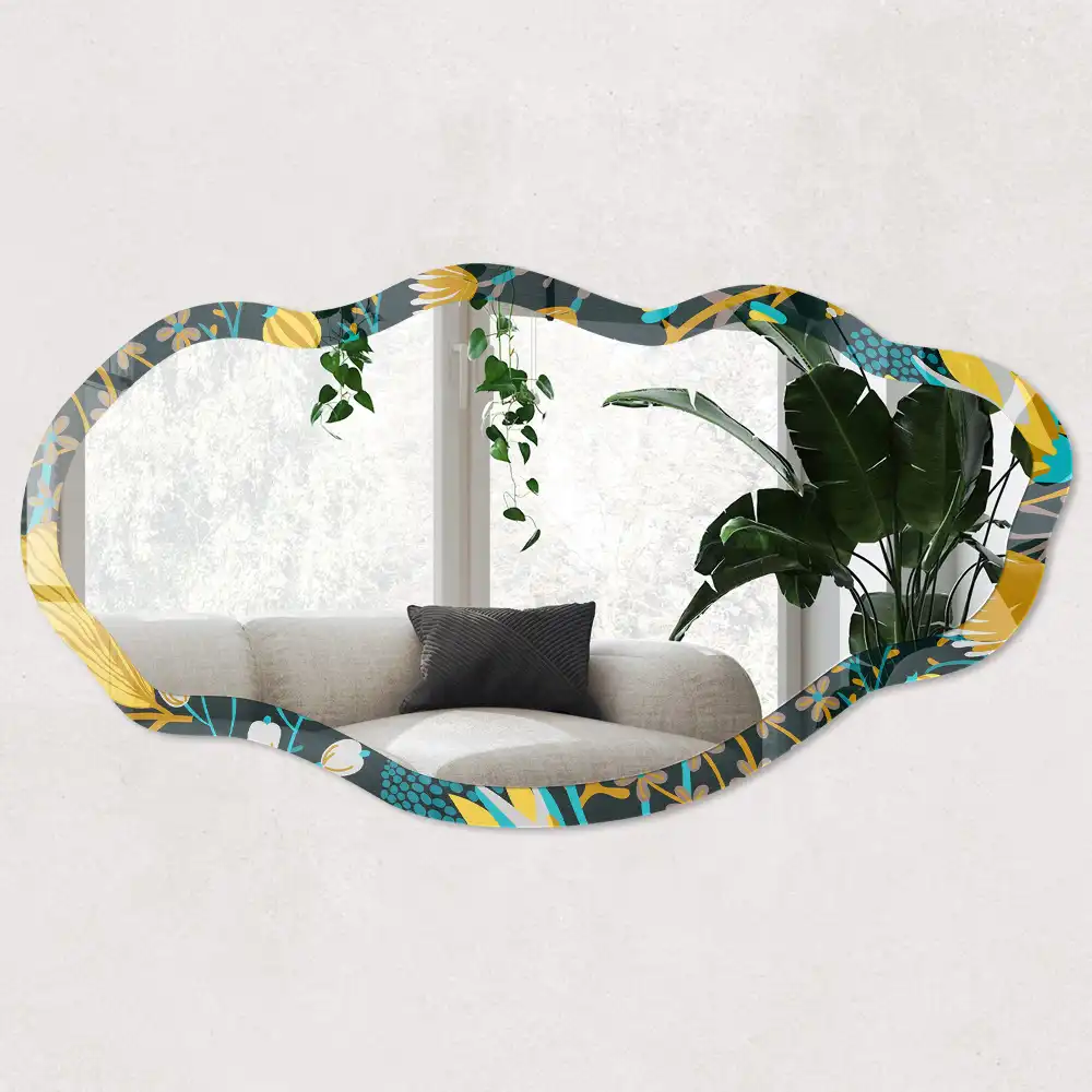 Miroir décoratif irrégulier à motif végétal