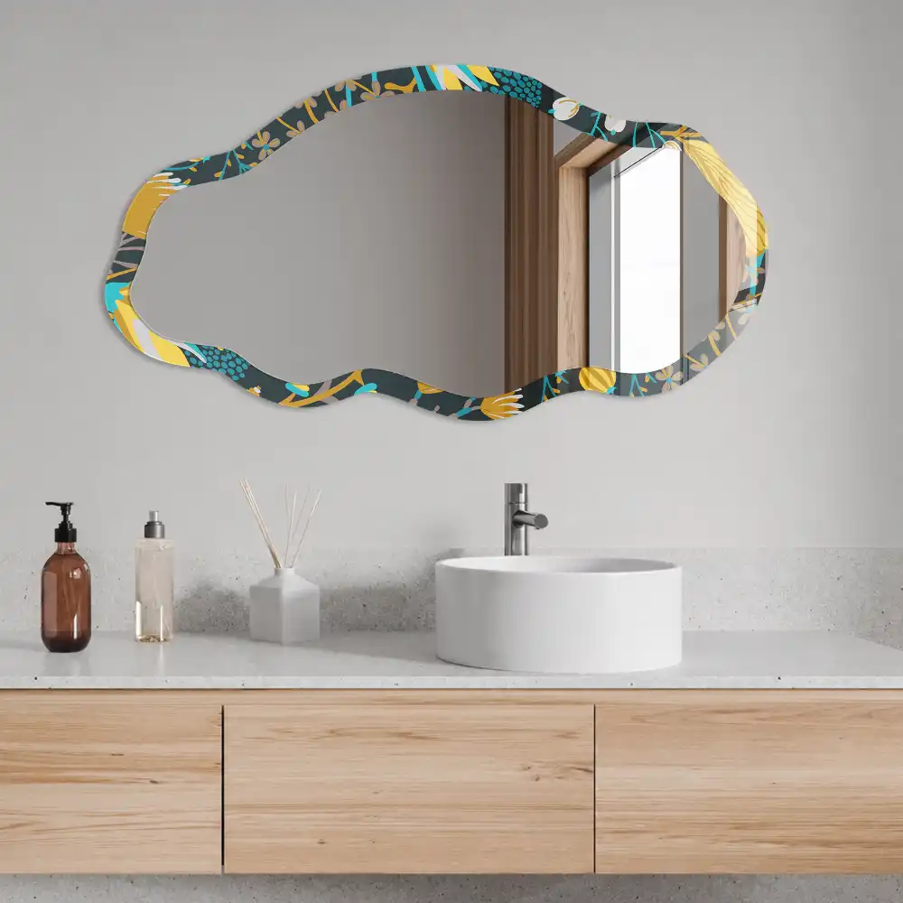 Miroir décoratif irrégulier à motif végétal