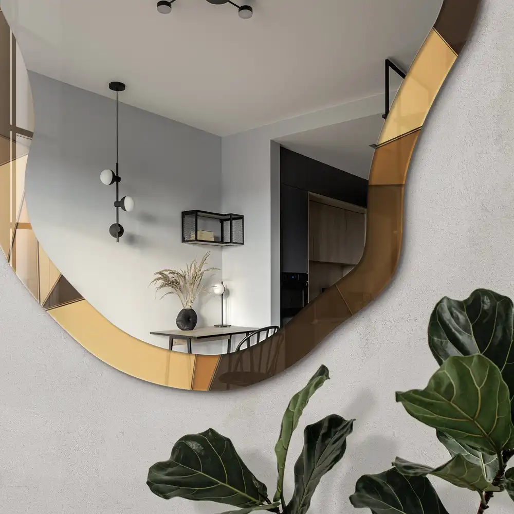 Miroir irrégulier avec impression à motif spatial