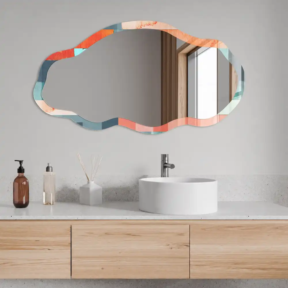 Miroir irrégulier à motifs blocs colorés