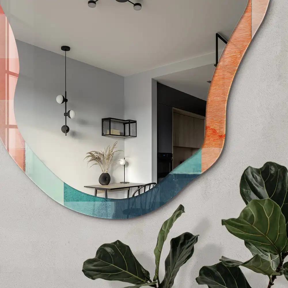 Miroir irrégulier à motifs blocs colorés
