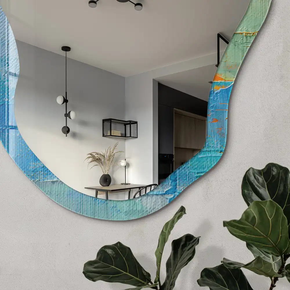 Miroir décoratif irrégulier à impression colorée