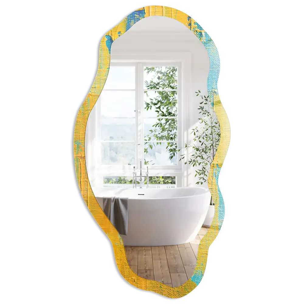 Miroir irrégulier avec impression à motif impulsion colorée