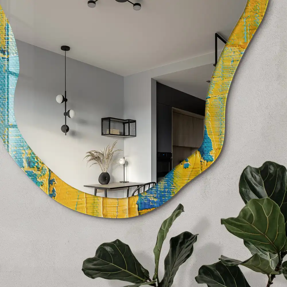 Miroir irrégulier avec impression à motif impulsion colorée