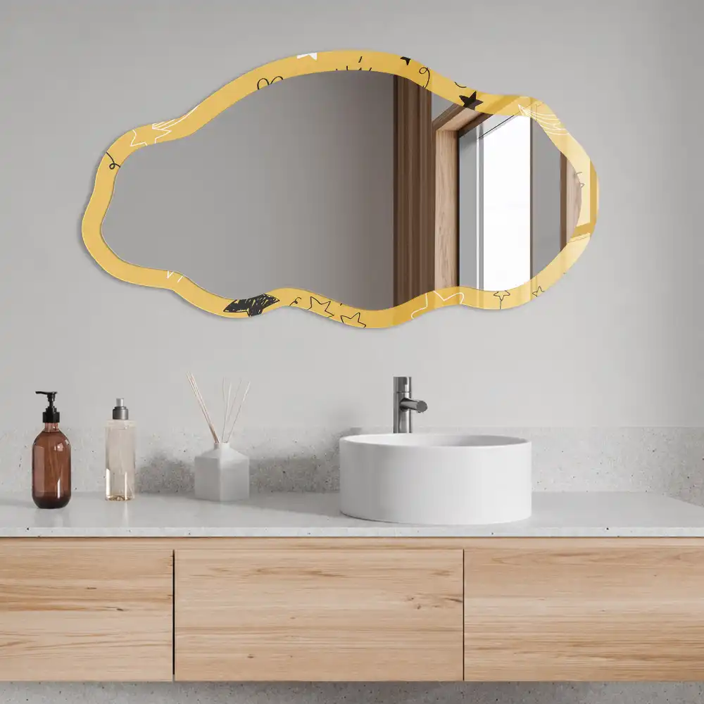 Miroir encadré à motif étoilé forme irrégulière
