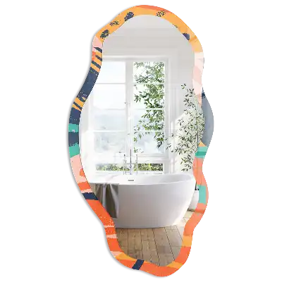 Miroir irrégulier avec impression abstraite colorée