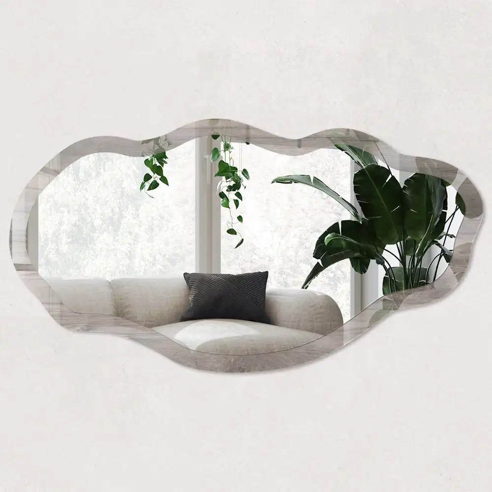 Miroir décoratif irrégulier effet bois