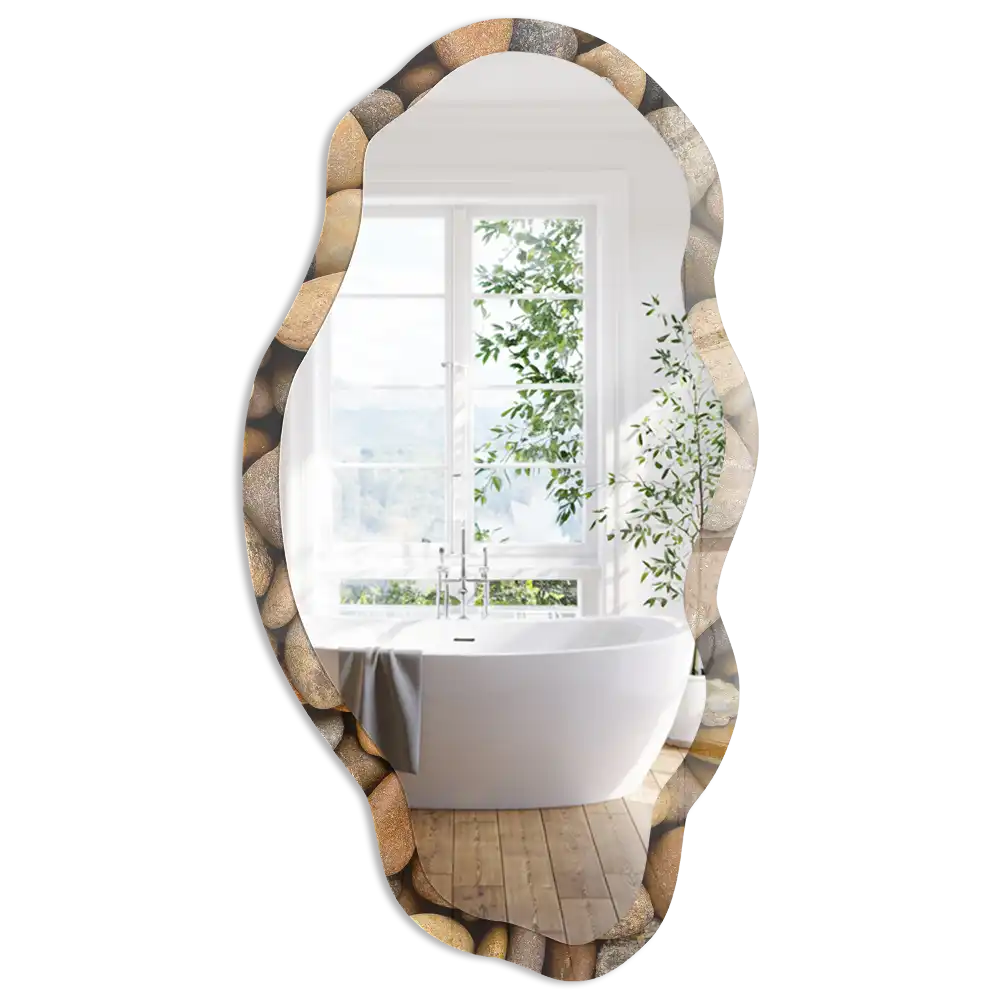 Miroir décoratif irrégulier effet mosaïque de pierre