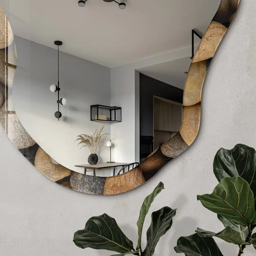 Miroir décoratif irrégulier effet mosaïque de pierre