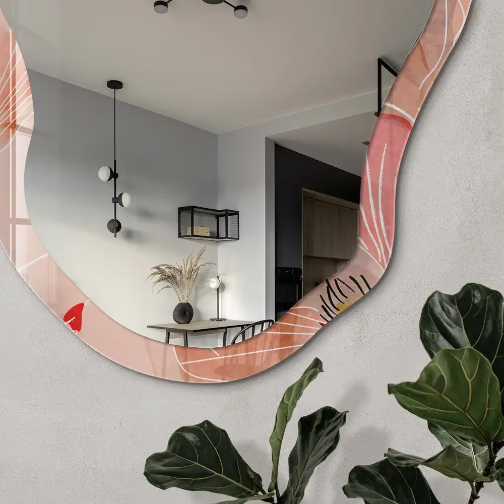 Miroir irrégulier à motif végétal élégant