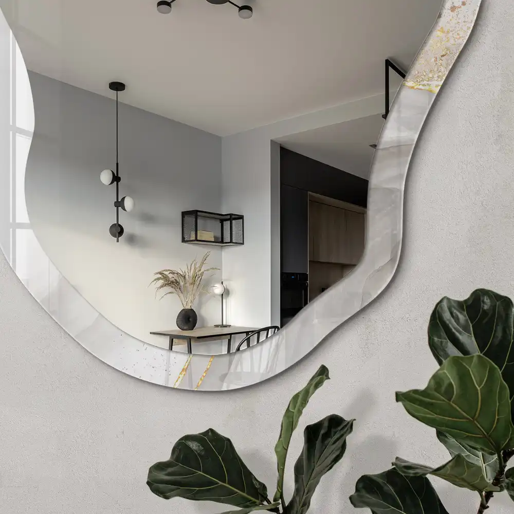 Miroir décoratif irrégulier effet marbre