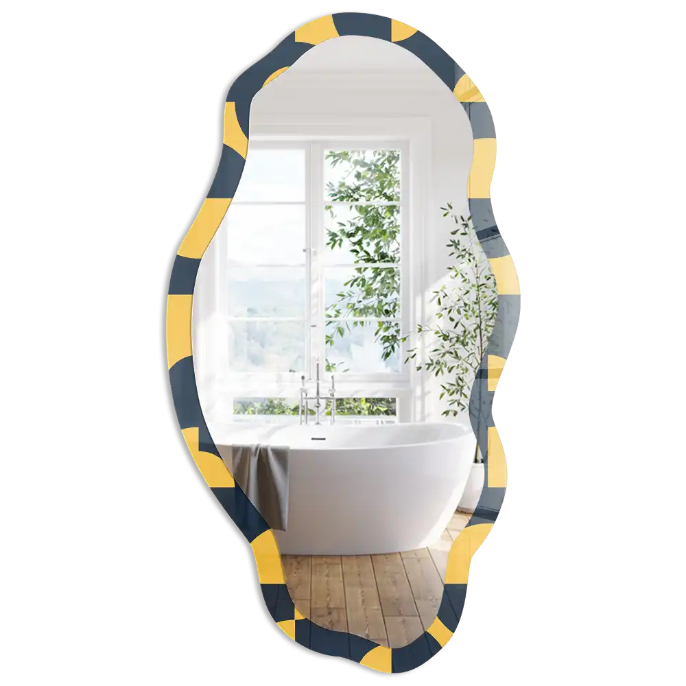 Miroir irrégulier à motif géométrique imprimé