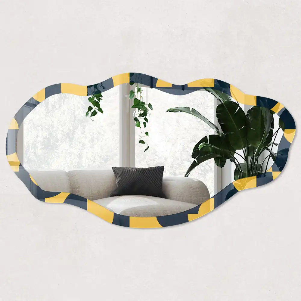 Miroir irrégulier à motif géométrique imprimé