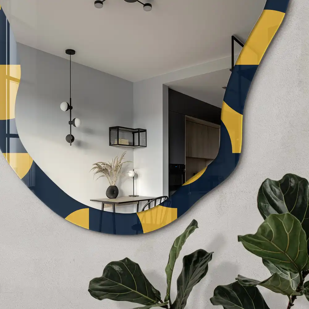 Miroir irrégulier à motif géométrique imprimé