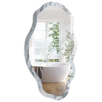Miroir encadré avec impression motif marbre forme irrégulière