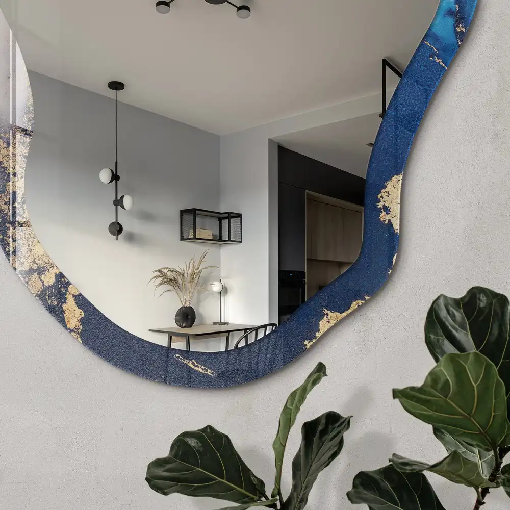 Miroir décoratif irrégulier à motif abstrait tacheté