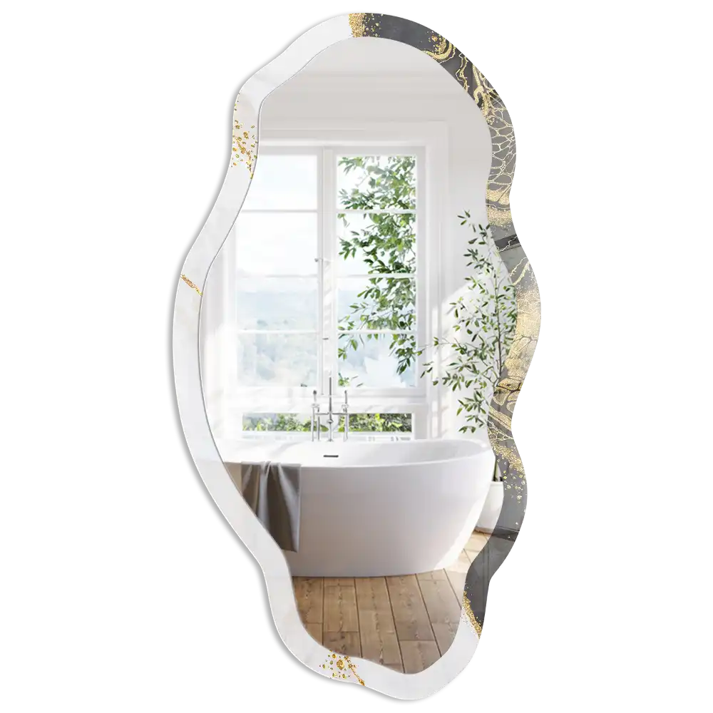 Miroir irrégulier à motif abstrait effet marbre