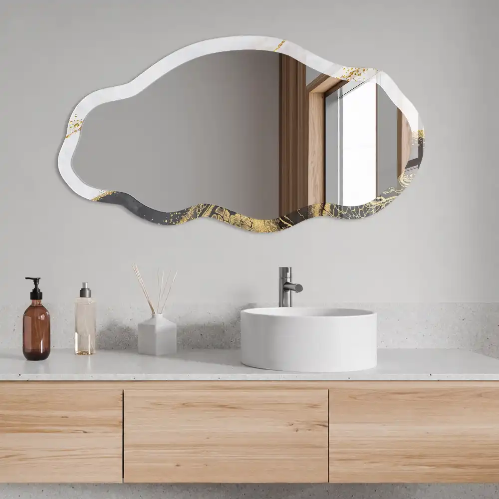 Miroir irrégulier à motif abstrait effet marbre