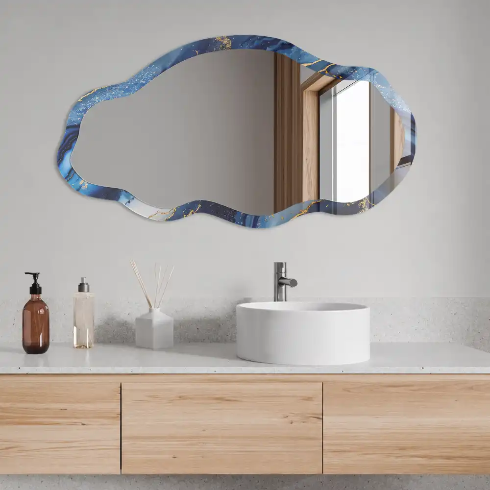 Miroir décoratif irrégulier à impression marbre abstrait