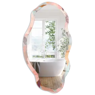 Miroir encadré à motif floral et forme irrégulière