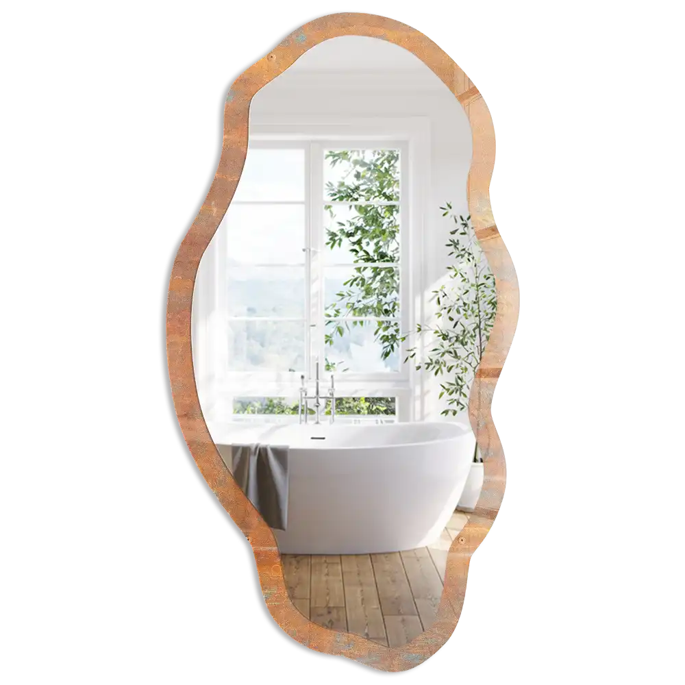 Miroir irrégulier avec impression effet rouille