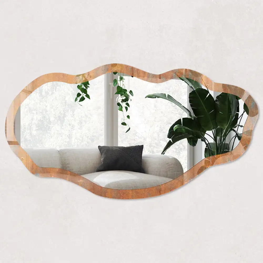 Miroir irrégulier avec impression effet rouille