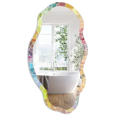 Miroir décoratif irrégulier à motif mosaïque coloré