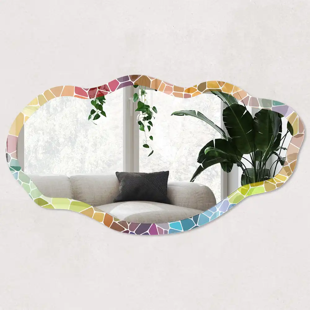 Miroir décoratif irrégulier à motif mosaïque coloré